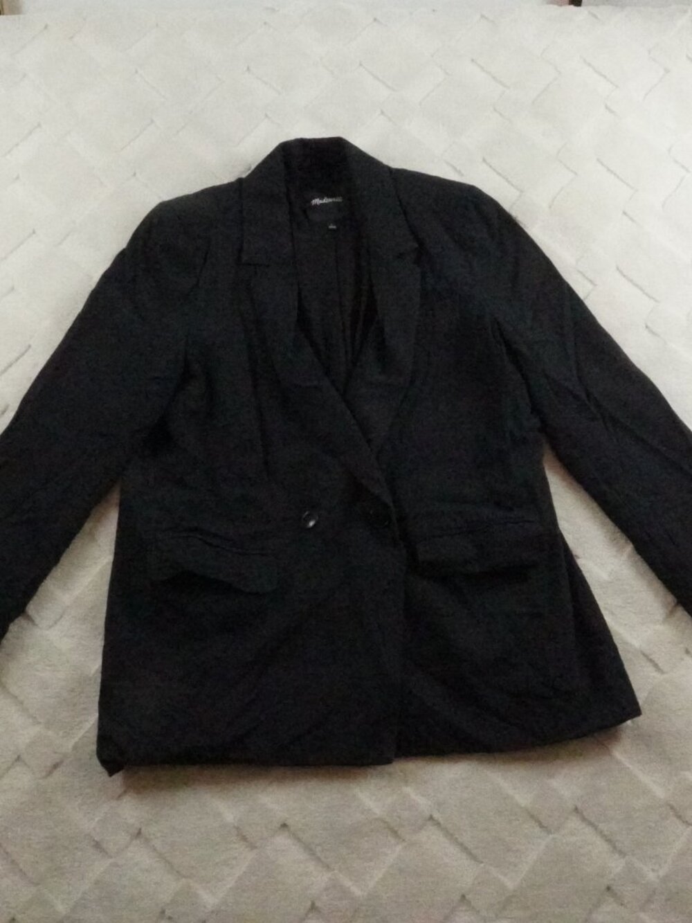 Madewell Drapeweave Caldwell Double-Breasted Blazer Womens Large Black